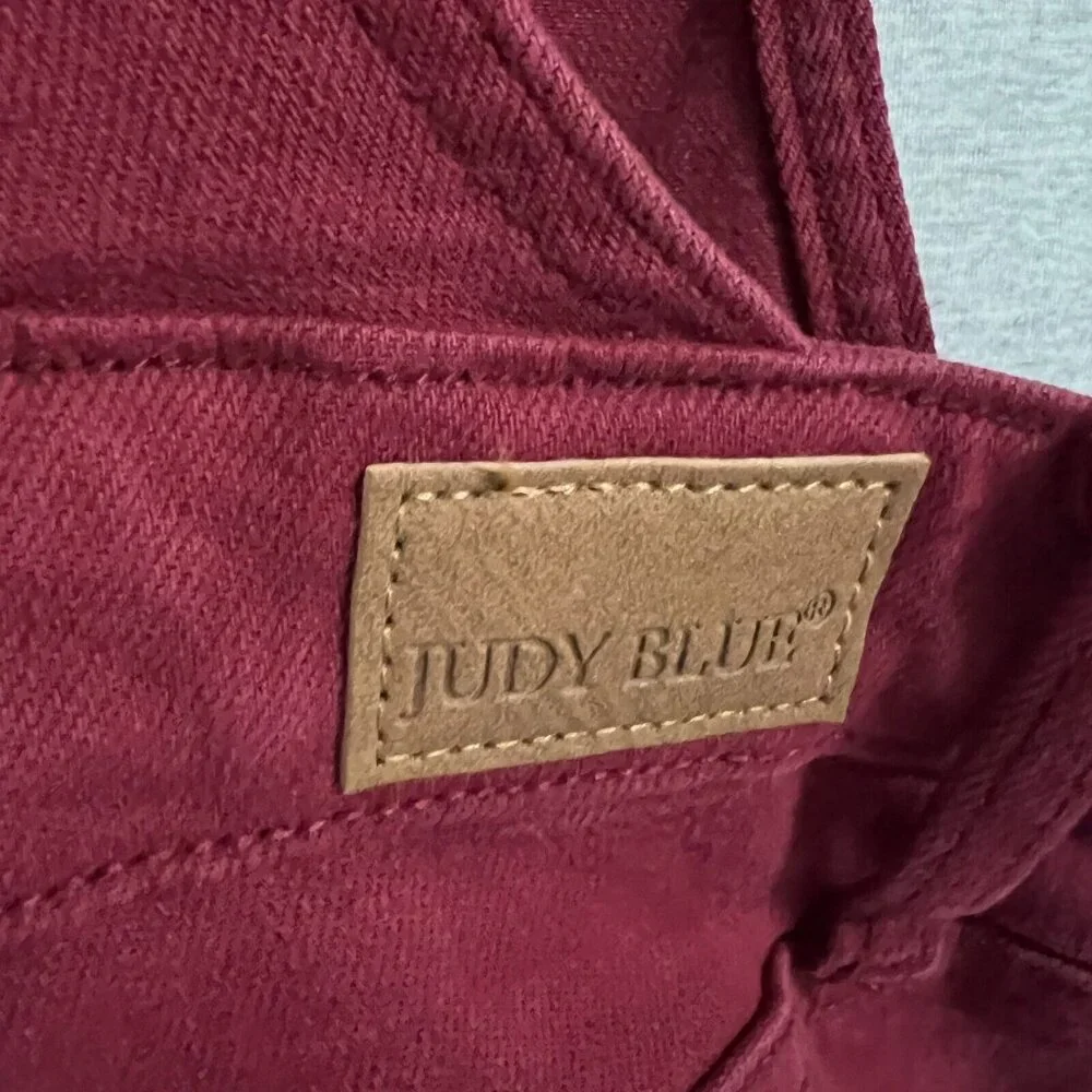 Judy Blue High Waist Bib Overalls Jeans Womens Extra Large Red‎ Boyfriend Cuff